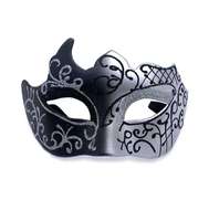 Masque de mascarade élégant de haute qualité - Masque de fête d'Halloween en plastique peint de fleurs, demi-visage, pour hommes et femmes