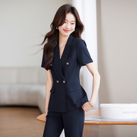 Celana panjang ramping satu kancing musim panas, Blazer kasual dekorasi kancing sebaris, setelan Fashion warna-warni opsional ukuran XL penuh musim panas