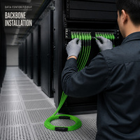 Kabel Patch OM5 Multimode LC Uniboot Fan Out 12 Serat Warna Hijau Lime untuk Jaringan Inti Pusat Data