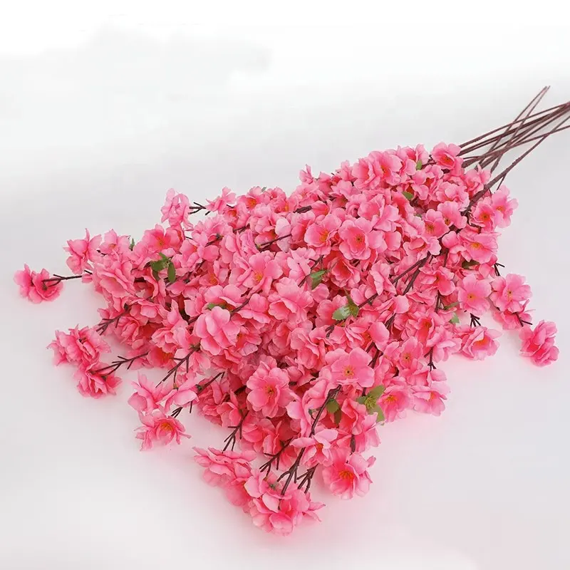 Amazon venda quente seda flor artificial pêssego flor ramo cerejeira flor para a sala mobiliário paisagem decoração