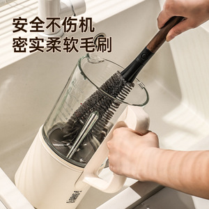 Cepillo de limpieza 2 en 1 con mango de madera, cepillo para botellas y tazas con herramienta para rincones, cerdas flexibles para uso en la cocina - Product Image 3