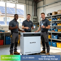 Batterie lithium haute puissance SUNPOK 40 kWh 51,2 V 800 Ah 48 V pour stockage d'énergie domestique, système LiFePO4 avec poulies