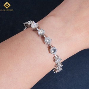 925 Sterling Silver VVS Moissanite Tennis Bracelet Round Cut <b>Iced</b> <b>Out</b> Diamond Bracelet 18K Gold Plated Hip Hop Fine Jewelry - Product Image 5