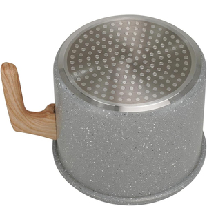 Casserole de haute qualité avec couvercle en verre, revêtement antiadhésif en céramique, compatible lave-vaisselle, poignées souples en bois, compatible gaz et induction, faitout, casserole à lait - Product Image 4