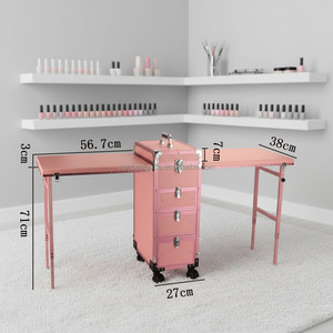 Trolley de maquillage avec tables de manucure pour expositions, spectacles de rue, salles de maquillage temporaires et stands aux marchés aux puces - Product Image 3
