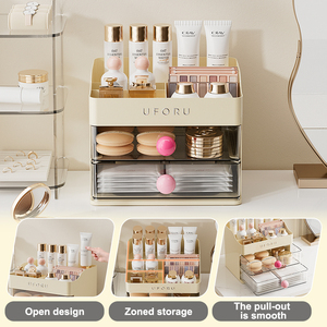 UFORU Boîte à maquillage pour filles Contenants de rangement cosmétiques en plastique Organisateur de maquillage Tiroir - Product Image 3