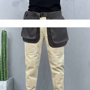 Men's Multi-Functional Zipper Waist <b>Bag</b> <b>Black</b> Thickened Outdoor Sports Fashion Belt Apron With Pockets - Product Image 1