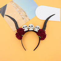 Steampunk démon antilope corne dentelle Rose gothique maquillage bandeau Halloween Cosplay bandeau accessoire