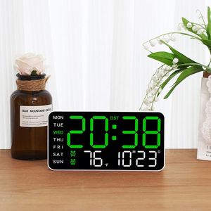 Modern Borderless LED Display Digital <b>Wall</b> <b>Clock</b> Multifunctional Snooze Alarm Night Light Plastic Living Room Bedroom - Product Image 4
