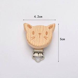 Chaînes de sucettes personnalisables en bois de hêtre écologique avec gravure animale de dessin animé pour bébés, vente en gros - Product Image 3