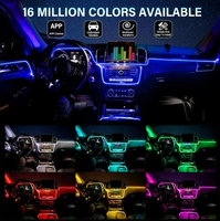 Bandes lumineuses à LED pour intérieur de voiture, kits d'éclairage ambiant multicolore RVB à fibre optique pour la décoration de voiture avec télécommande