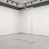 Porte-vêtements commercial sur mesure moderne à hauteur réglable en acier inoxydable à tringle unique