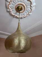 Lampe suspendue en laiton, abat-jour marocain, lustre fait à la main