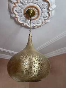 Lampe suspendue en laiton, abat-jour marocain, lustre fait à la main - Product Image 5