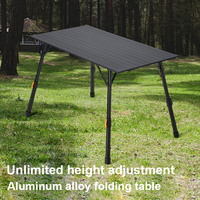 Table pliante en alliage d'aluminium à grande capacité avec rangement intégré non amovible et hauteur réglable pour le camping