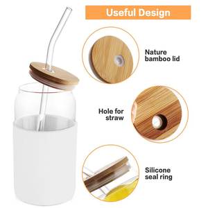 1 tasse en <span class=keywords><strong>verre</strong></span> 16oz couvercle en bambou <span class=keywords><strong>paille</strong></span> <span class=keywords><strong>verre</strong></span> à boire <span class=keywords><strong>Mojito</strong></span> Soda whisky café glacé cocktail thé jus bière gobelet en <span class=keywords><strong>verre</strong></span> - Product Image 3