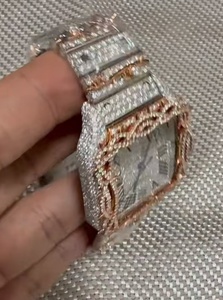 Luxury Rectangle Moissanite <b>Watch</b> Stainless Steel Band Date Display Analog Quartz Movement Men Fashion Pass Diamond Tester - Product Image 2