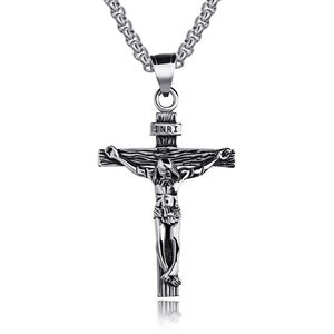 Colgante de cruz de Jesús para hombres y mujeres, collar con cadena de acero inoxidable, plateado, plata/oro, regalo de joyería - Product Image 4