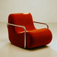 Canapé simple carré en tissu velours de style mi-moderne, couleur orange, pour salon, avec rembourrage en éponge, idéal pour hôtel, appartement, villa
