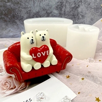 Valentinstag LOVE Herz Paar Eisbär Sofa Silikonform Kuchenform Mousseform für Kuchendekoration Schokoladenform Gipsform