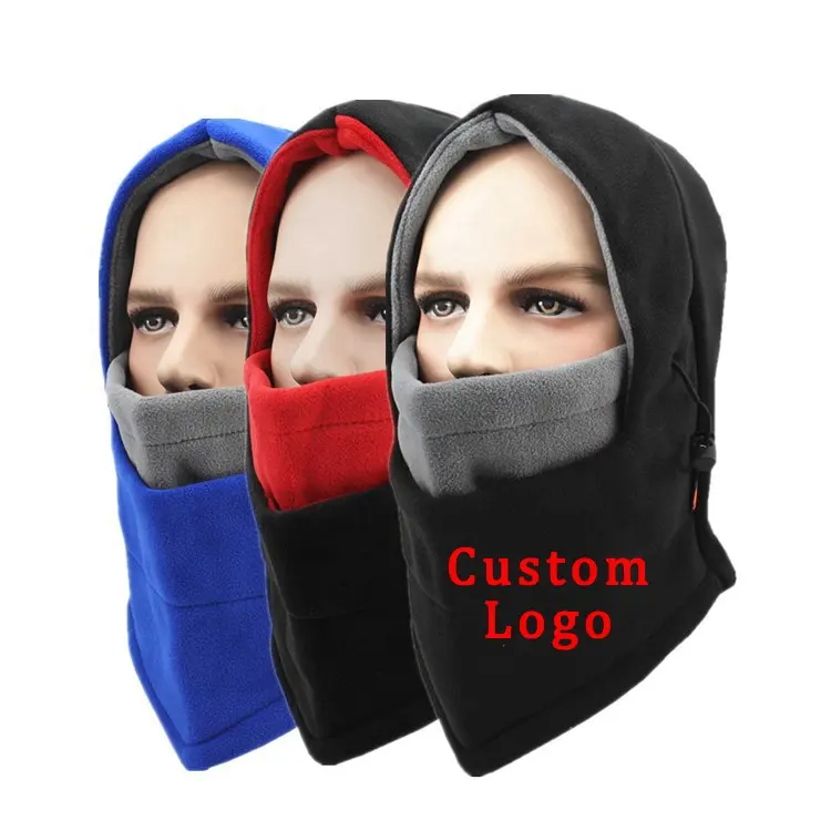 Modieuze Balaclava Custom Logo Twee-Kleur Winter Outdoor Polar Fleece Multifunctionele Balaclava