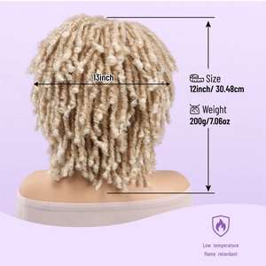 Perruque tressée au crochet complète en dreadlocks bouclées ajustables, synthétique naturelle, coupe courte bob torsadée <span class=keywords><strong>africaine</strong></span>, respirante, vente en gros - Product Image 4