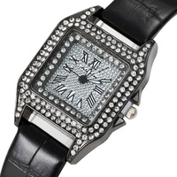 Jam Tangan Wanita Akrilik Berlian Imitasi Model Kotak Penuh Bintang, Ramah Lingkungan, Mesin Quartz, Modis, Laris Manis di Pasar Luar Negeri