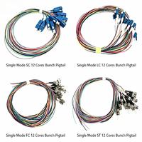 Câble à fibres optiques monomode solide G652D pour intérieur, 10 conducteurs LC UPC SC FC ST APC, type pigtail fan-out