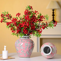 Vase en céramique avec motif de fleurs peintes à la main Décoration de table en porcelaine moderne antique pour la maison