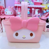 Panier en plastique PP personnalisé pour filles, motif dessin animé Labubu Monster Kid, panier de rangement DIY en plastique au design mignon avec poignée
