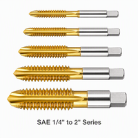 Tap Mesin HSS Berlapis Titanium SAE 1/4-2 Inch Straight Flute HRC62 Tap Ulir Kanan untuk Baja Stainless CNC Tapping