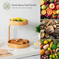 SINCERE 2 niveaux bambou fruits légumes support de stockage naturel banane cintres cuisine comptoir fruits panier manuel