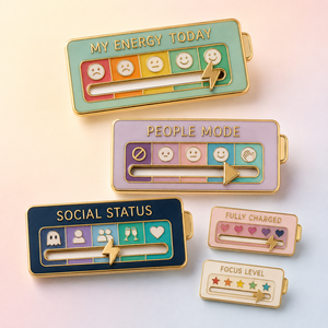 Pin de solapa metálico esmaltado deslizante con diseño de estado de ánimo social, logotipo personalizado, broche para mochila, chaqueta, bolso, accesorios de regalo, pedido al por mayor - Product Image 1