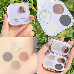 Paleta de sombras de ojos de cuatro colores, sombra de ojos de oso <span class=keywords><strong>Castaño</strong></span> de leche, pluma suave, Aurora, no es fácil de volar, color rosa tierra, color calabaza - Product Image 5