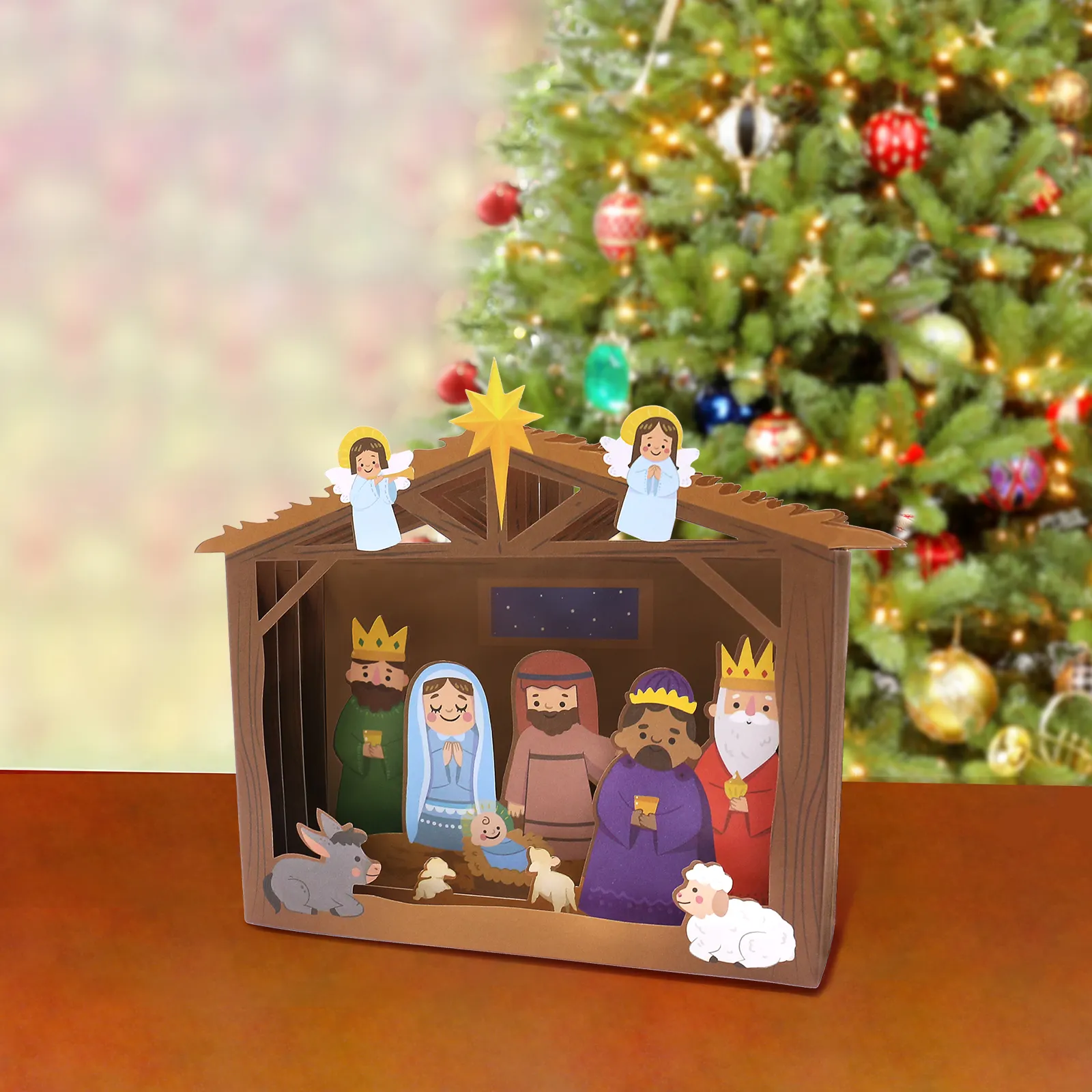 Presepe Pop Up Card Box decorazione religiosa per interni buon anno biglietti di auguri biglietti di auguri 3d