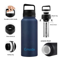 Bouteille d'eau isolée de 32 oz avec paille, revêtement intérieur en céramique, tasse à café de voyage de qualité supérieure, gobelet. Lave-vaisselle compatible