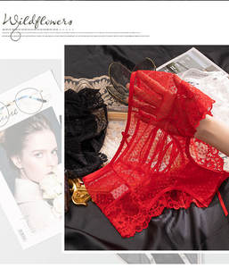 <span class=keywords><strong>XXXXXXL</strong></span> stok siyah çiçek dantel şeffaf Hollow Out kadın iç çamaşırı seksi külot artı boyutu yay halat kadın iç çamaşırı külot - Product Image 3