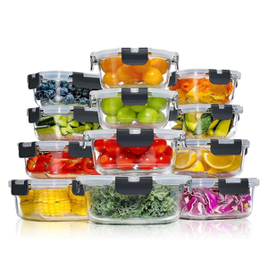 12個入りガラス製食品保存容器、漏れ防止蓋付き、ガラス製密閉ミールプレップ容器セット、ランチ、残り物、キッチン用 - Product Image 1