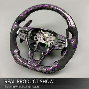 10 वीं पीढ़ी के 2018-2022 स्टाइलिश टॉप रेसिंग स्ट्रिप के साथ होंडा समझौते के लिए अनुकूलित जाली कार्बन फाइबर चमड़े स्टीयरिंग व्हील - Product Image 3