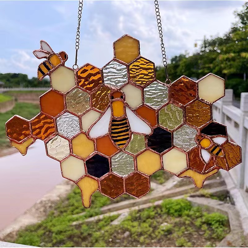 Panneau Vitrail Mosaïque River Of Goods - Tourtereaux éclectiques Multicolores - 20977