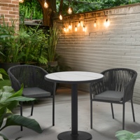 Ensemble de table de bistrot moderne avec cadre en alliage d'aluminium et plateau en stratifié haute densité HPL, mobilier de salle à manger extérieur pour hôtel, imperméable, facile à transporter