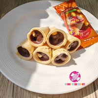 Vente chaude Dulces Snack En Vrac Doux Mini Saveur De Chocolat Confiture Biscuit Coupe Croustillant Chocolat Crème Glacée Cône