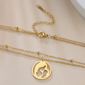 Collana in acciaio inossidabile placcato in oro per mamma <span class=keywords><strong>e</strong></span> bambino collana da donna a doppio strato per mamma regalo per la festa della mamma della famiglia - Product Image 6