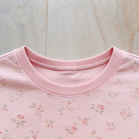 Kaos Wanita Crop Drop Shoulder Custom Personalized All Over Print Crew Neck Kasual Manis untuk Sehari-hari