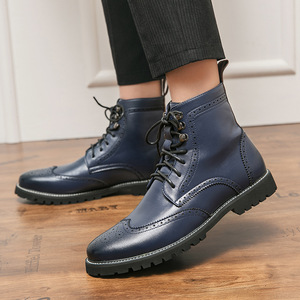 Botas de cuero para hombre de talla grande 2026, de moda, con acabado bronceado, personalizadas, de caña alta, con cordones, para exteriores - Product Image 3