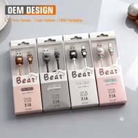 Maßgefertigtes Bären-Design 3A Schnelles USB-C-Kabel Typ C Reines Kupfer Lade- und Datenkabel PVC-Formung Handykabel Hersteller OEM ODM