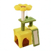 Arbre à chat en forme de tournesol en gros avec poteau à gratter en sisal et niche fermée pour chats d'intérieur et chatons, emballage carton