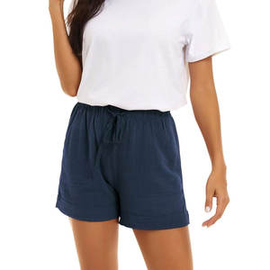 Shorts Casuales para Mujer, Ligeros, de Corte Holgado, con Logotipo Personalizado, Color Sólido, Ecológicos, con Cordón en la Cintura, en Venta - Product Image 1