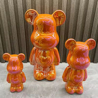 Figurine d'ours en résine au design populaire, tirelire artistique peinte à la main, décoration d'intérieur, cadeau