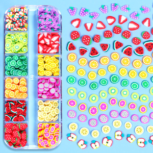 12 Grid Mixed 3D Frucht scheiben Aufkleber Soft Clay DIY Designs Pailletten Nail Art Sliders Zubehör Maniküre Dekoration ICE QUEEN - Product Image 1